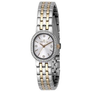 Invicta Women's Watch Angel Quartz Oval Case Silver Dial Two Tone Bracelet 48136
